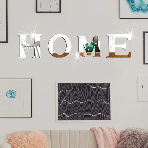 Miniatura 6 de Letras 3D para el hogar, decoración de pared, espejo acrílico, calcomanías de pared para sala de estar, letras de amor y corazones