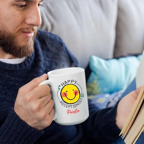 Miniatura 5 de Taza de café de recepcionista personalizada, regalos para agradecimiento, taza blanca de recepcionista, taza de viaje para recepcionistas, taza