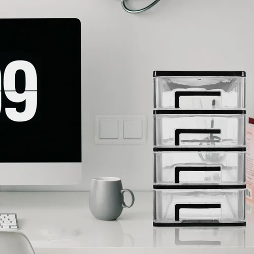 Miniatura 2 de Garneck Caja de almacenamiento de escritorio transparente Mini organizador de plástico para cosméticos perfumes y artículos diversos y diseño
