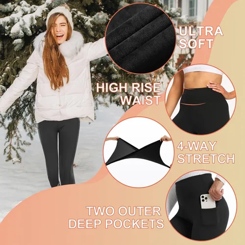 Miniatura 4 de TNNZEET Paquete de 3 leggings para mujer Pantalones de yoga suaves de cintura alta con control de abdomen negro para entrenamiento, gimnasio
