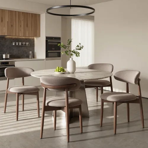 Miniatura 11 de COLAMY Mid-Century - Juego de 2 sillas de comedor de madera modernas, sillas de cocina tapizadas para interiores con asiento acolchado acogedor