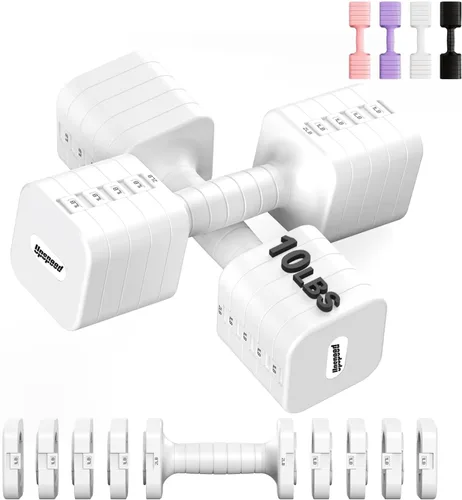 Miniatura 10 de Juego de mancuernas ajustables de 16 libras y 20 libras, juego de mancuernas para mujeres y hombres, pesas de mano, par de mancuernas