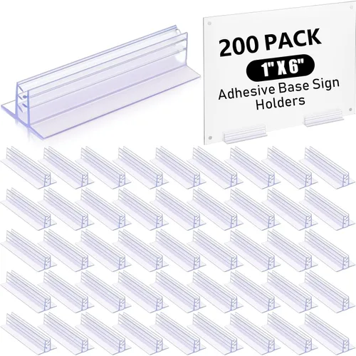 Miniatura 11 de Fulmoon 100 Piezas Soportes para Letreros, Base Adhesiva Soportes para Letreros Múltiples Usos para Mostradores, Almacenes, Soportes de Base