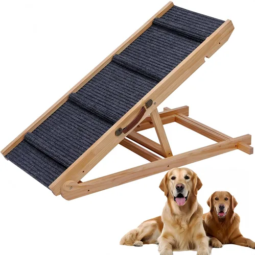 Rampa plegable de madera para perros y escaleras para mascotas, escalones antideslizantes de 5 niveles para perros y gatos, rampa de madera para que