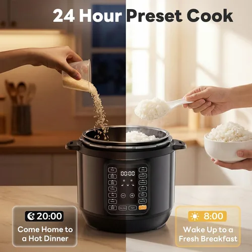 Miniatura 7 de DUMOS Olla a presión eléctrica 16 en 1, olla multicocción programable de 6 cuartos de galón con 12 ajustes preestablecidos de un solo toque, yogur