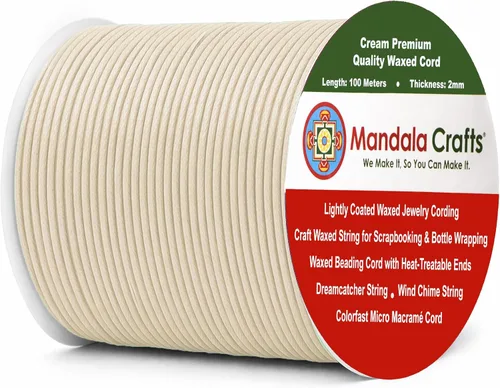 Miniatura 14 de Cuerda Mandala Crafts 0.03 pulgadas 109 yardas para hacer joyería, artesanía, macramé, cuerda de algodón encerado Negro