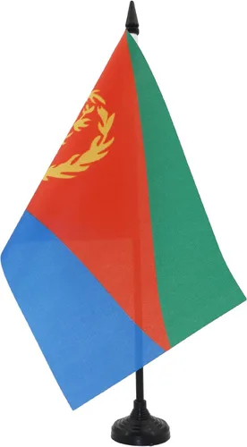 Miniatura 234 de AZ FLAG Sierra Leone Bandera de mesa 5'' x 8'' - Bandera de escritorio de Sierra Leona 21 x 14 cm - Bastón y base de plástico negro