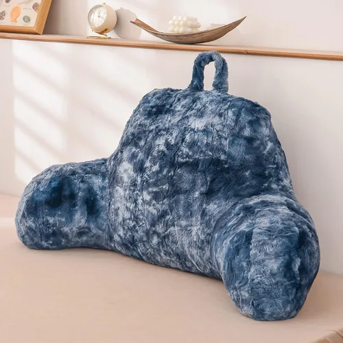 Miniatura 25 de A Nice Night Almohada de lectura de piel sintética con cuña para adultos y niños, respaldo con brazos para sentarse en la cama/sofá para reposo