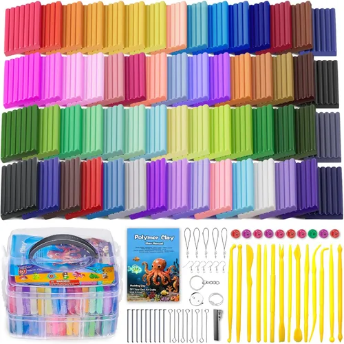 Miniatura 14 de Ixiaoyoo Arcilla polimérica de 70 colores, arcilla para modelar al horno para niños, kit de iniciación de bricolaje, no tóxico, antiadherente