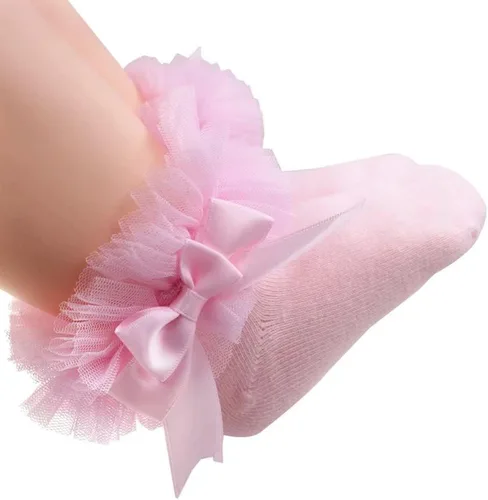Miniatura 2 de Calcetines con volantes para bebé, 4 unidades, color blanco, negro, gris, rosa, multicolor