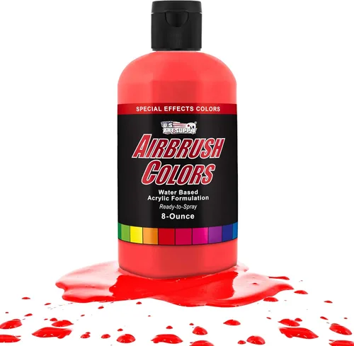 Miniatura 15 de U.S. Art Supply Pintura acrílica rosa neón para aerógrafo, 8 onzas, lista para rociar, pintura con pincel de aire para uñas, modelos, tela, pintura