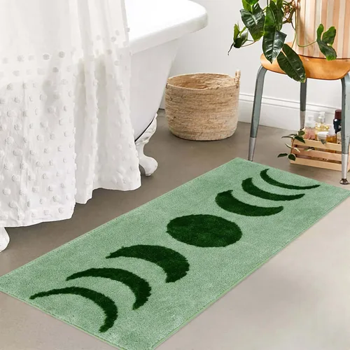 Miniatura 10 de Schweek Juego de 3 alfombras de baño bohemias, antideslizantes, absorbentes, de fases lunares, alfombra de baño de microfibra con tapetes