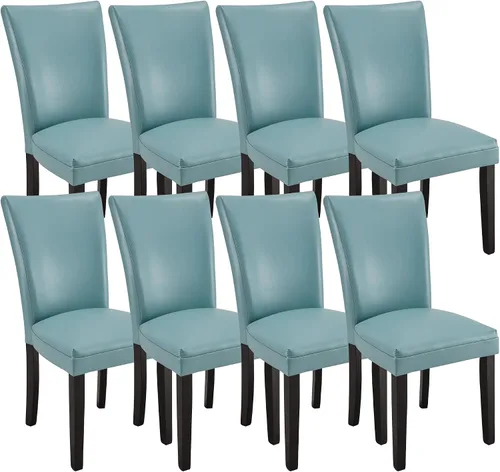 Miniatura 17 de LEEMTORIG Juego de 2 sillas de comedor de piel sintética modernas de mediados de siglo, sillas Parsons tapizadas de lujo con patas de madera maciza