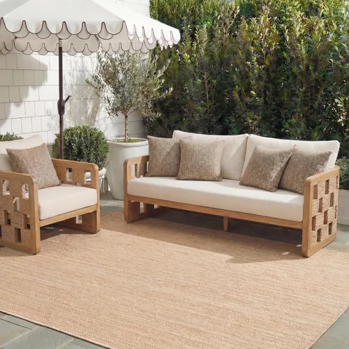 Miniatura 50 de SAFAVIEH Alfombra Lavable para Exteriores Colección Courtyard - Pasillo de 2'3" x 6'7", Azul Marino y Gris, No Desprende Pelusa y Fácil Limpieza