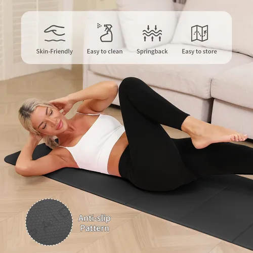 Miniatura 5 de PAIDU Esterilla de yoga plegable - 10mm extra gruesa, 190 x 66 cm, antideslizante, esterilla de ejercicio y fitness Certificada eco SGS, portátil