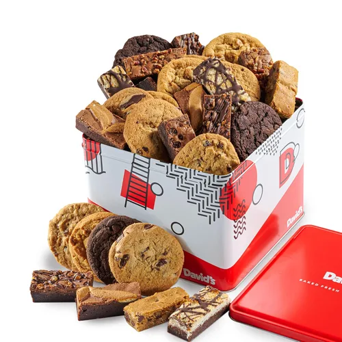 David's Cookies - Cesta de galletas y brownies surtidos gourmet frescos, para compartir en el Superbowl con familia y amigos; paquete de fiesta de