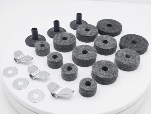 Miniatura 7 de 21 piezas de platillos accesorios de repuesto para platillos de fieltros, copa de fieltro de embrague Hi-Hat con mangas, tuercas de ala de base