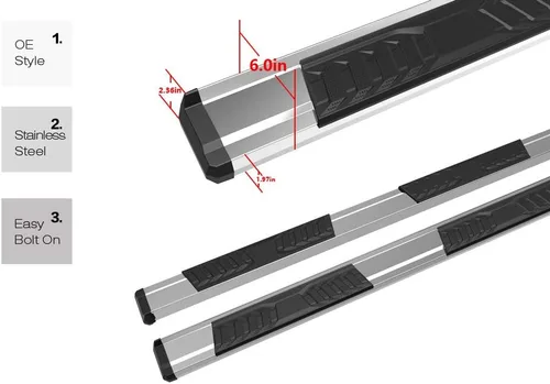 Miniatura 3 de HD Ridez Estribos de barras Nerf pulidas estilo OE compatibles con Ford F150 SuperCrew Cab 2015-2026 y F150 Lightning 2022-2026 y F-250 F-350 Super