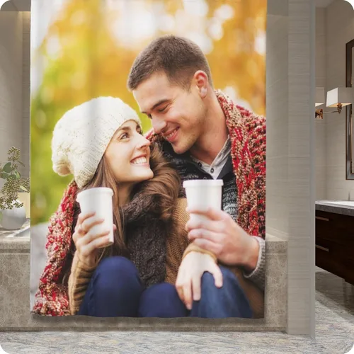 Miniatura 7 de Cortina de ducha personalizada personalizada tu diseño con fotos para baño, cortinas de ducha impermeables con 12 ganchos para baño, hotel