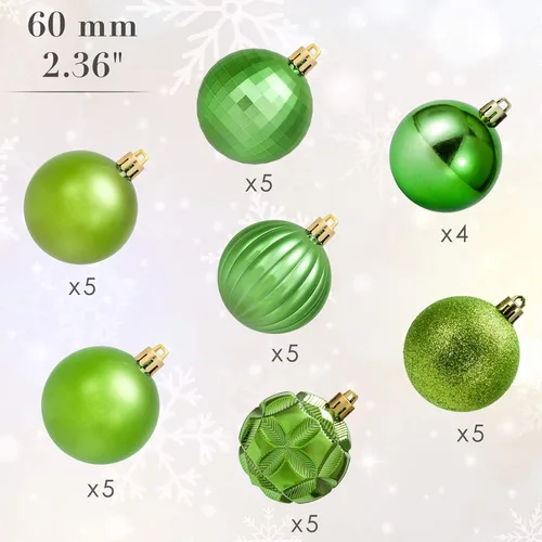 Miniatura 47 de AMS Esferas de Navidad de 2.36 pulgadas/60mm, 34 unidades, adornos grandes, decoraciones para fiestas, inastillables, colgantes festivos para Negro