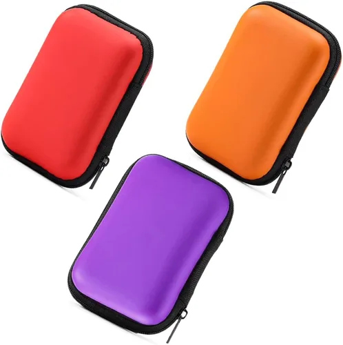 Estuche de almacenamiento de EVA impermeable, 3 piezas de funda rígida con cremallera para cables, banco de energía y disco duro/4.72x3.35x1.5