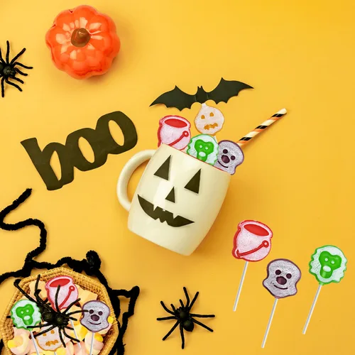 Miniatura 8 de Fruidles - Paquete de 25 paletas de tatuajes de fantasmas de Halloween, ideales para rellenos de bolsas de fiesta, envueltos individualmente