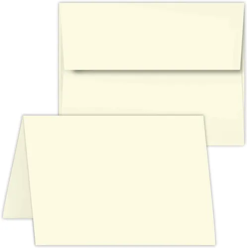 Juego de tarjetas de felicitación – 4 1/4 x 5 1/2 tarjeta A2 crema y sobres, puntuados para plegar, perfecto para invitaciones de negocios, bodas y