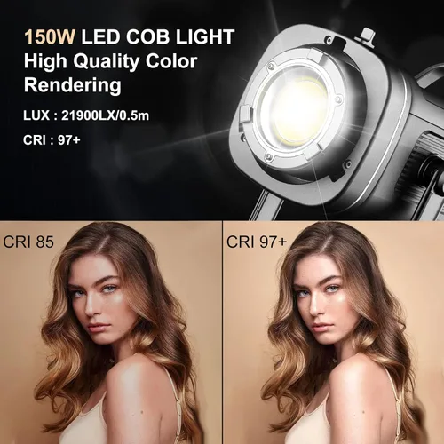 Miniatura 3 de GVM - Kit de luz de video de 150 W, iluminación continua de 2700K-7500K para fotografía con Softbox Linterna y Soporte, kit de luz de estudio
