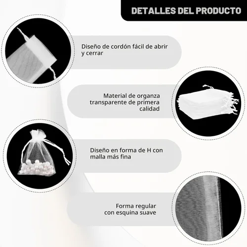 Miniatura 4 de Bolsas de organza, bolsas de organza blanca, 50 unidades, bolsa de organza transparente de 3 x 4 pulgadas, bolsas de regalo de joyería, bolsas
