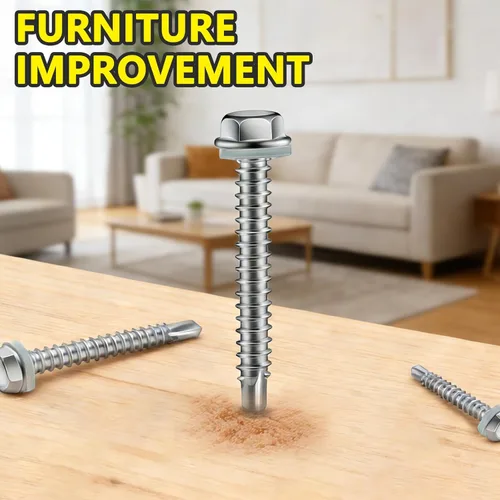 Miniatura 5 de 150 tornillos autoperforantes #8 x 2 para metal, tornillos hexagonales de acero inoxidable 410, tornillos Tek magnéticos de alta resistencia