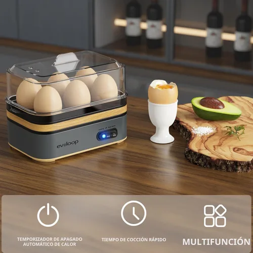 Miniatura 3 de Evoloop - Olla rápida para huevos eléctrica con capacidad para 6 huevos, para cocción de huevos blandos, medianos, duros, con máquina de escalfar