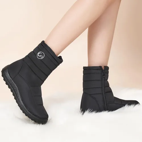 Miniatura 6 de Botas de nieve de invierno para mujer con soporte de arco para exteriores, con forro de piel cálida, botines con cremallera, impermeables, cómodos