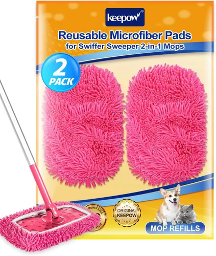 Miniatura 12 de KEEPOW Paños de barrido en seco reutilizables compatibles con Swiffer Sweeper, paños de trapeado húmedos lavables, almohadillas de trapeador