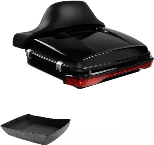 Miniatura 16 de TCMT Caja de maletero de motocicleta cortada de 10.7", respaldo envolvente, soporte de montaje para 2 personas, compatible con Harley 2014-2025 Con