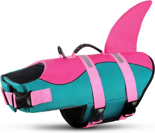 Miniatura 40 de Queenmore - Chaleco salvavidas Ripstop de tiburón para perro, ajustable, con alta flotabilidad y asa de rescate duradera, para perros pequeños