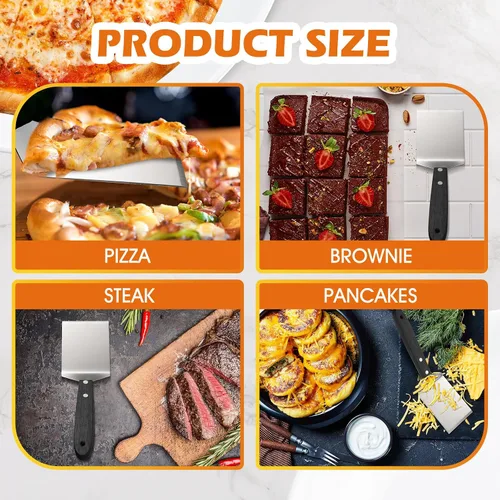 Miniatura 6 de BBTO 20 espátulas pequeñas para pizza, espátula de acero inoxidable para servidor de galletas con mango de madera, pastel de galletas a granel, pala