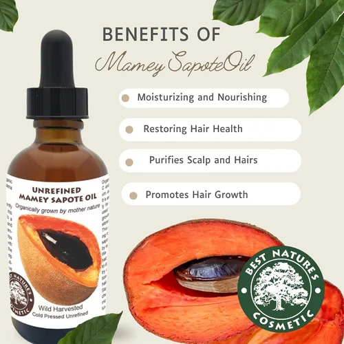 Miniatura 6 de Best Nature's Cosmetics Mamey Sapote Oil Organic - revitaliza la piel seca y el cabello con un control profundo de la humedad y el encrespamiento.