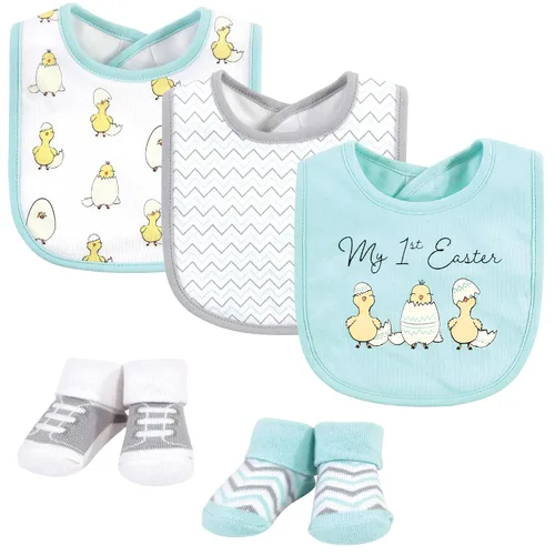 Miniatura 25 de Hudson Baby Conjunto de babero y calcetines unisex de algodón para bebé, Tamaño único Chica Calabaza