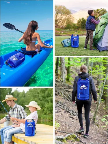 Miniatura 6 de HEETA Bolsa Seca Impermeable para Mujeres y Hombres, 5L/10L/20L/30L/40L Tapa Enrollable Bolsa de Almacenamiento Seca Ligera Mochila con Funda