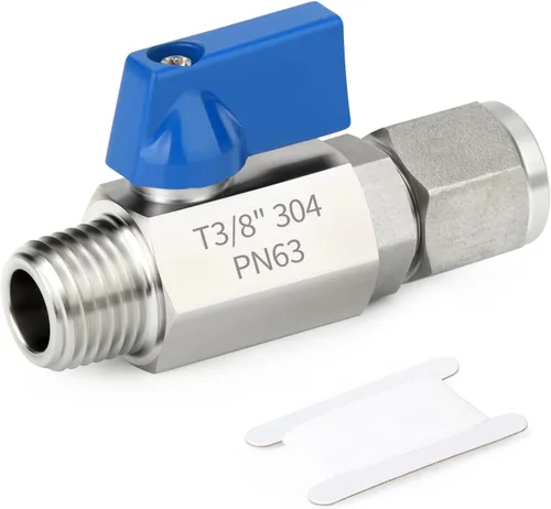 Miniatura 10 de TAISHER 1PCS 304 de compresión de acero inoxidable mini válvula de bola interruptor de apagado, tubo de 1/2 "OD x 1/2" NPT macho