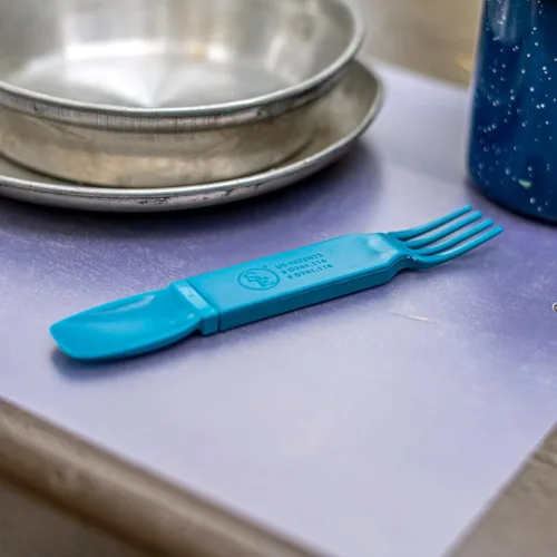 Miniatura 4 de ASR Outdoor Utensilios de plástico portátiles 3 en 1, accesorios de camping, color azul