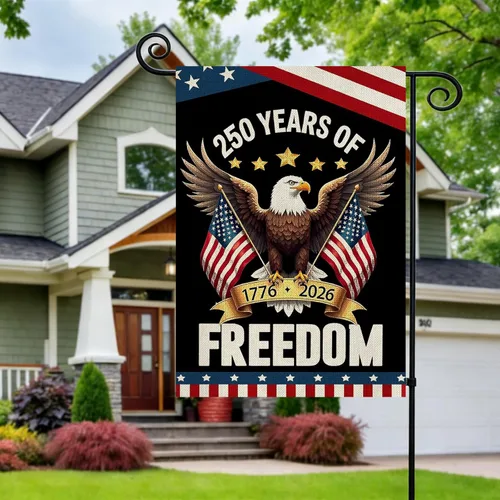 Miniatura 2 de Banderas de jardín con el 250 aniversario de Estados Unidos para exteriores, bandera de Estados Unidos con diseño de águila, decoración patriótica