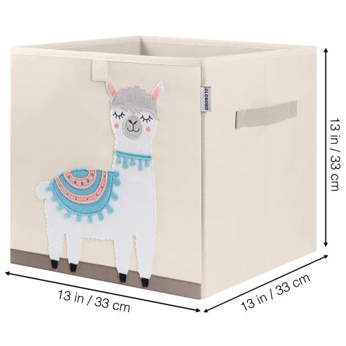 Miniatura 2 de Contenedores de almacenamiento de cubo animal plegables de tela, caja/cofre/organizador de juguetes para guardería de niños, 13 pulgadas (Llama)