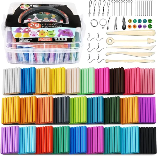 Miniatura 11 de CiaraQ - Kit de iniciación de arcilla polimérica, arcilla para modelar para horno con herramientas de escultura, 70 colores, 3.69 lbs