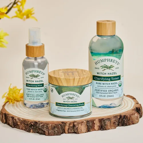 Miniatura 9 de Almohadillas de limpieza aclarante de hamamelis Humphreys Hamamelis recolectado de forma natural Fórmula natural, sin fragancia Elimina