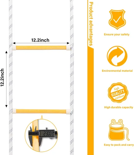 Miniatura 2 de Escalera de emergencia para escape de incendios, cuerda de extensión de seguridad resistente al fuego con 2 ganchos, 3 a 7 pisos para casas de 3 a 7