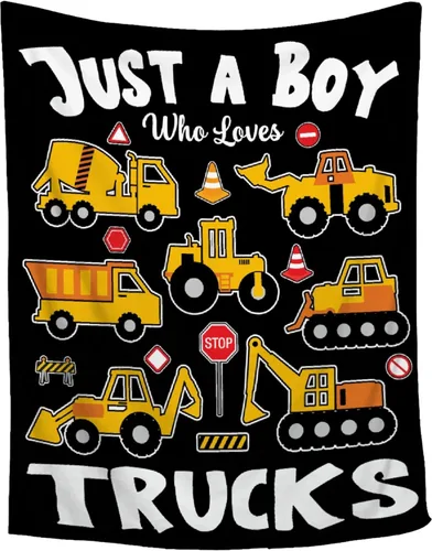 Manta de franela de camión de construcción y volquete de tractor | Solo un niño al que le encantan los camiones | Manta para niños pequeños amantes
