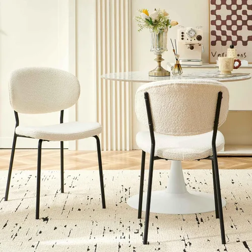 Miniatura 16 de Homedot Juego de 2 sillas de comedor tapizadas negras, modernas sillas de cocina de mediados de siglo tapizadas con cojín acolchado para comedor