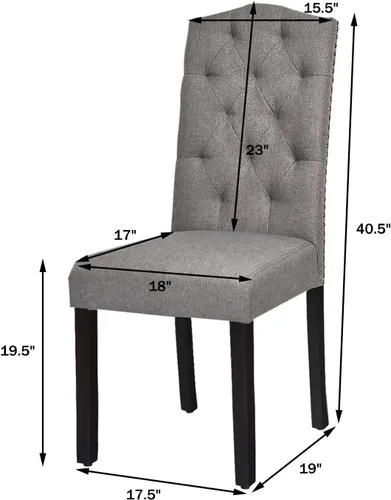 Miniatura 3 de UJOYPAD - Juego de 2 sillas de comedor copetudas, sillas de comedor de cocina tapizadas, sillas Parsons con respaldo curvado con asiento acolchado