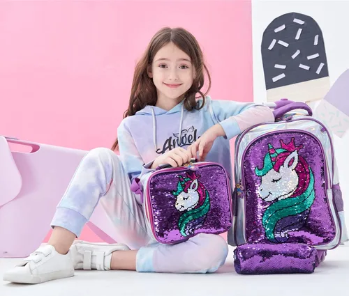 Miniatura 5 de Rolling Backpack for Girls Kids Luggage Wheels Laptop Suitcase for Elementary Students